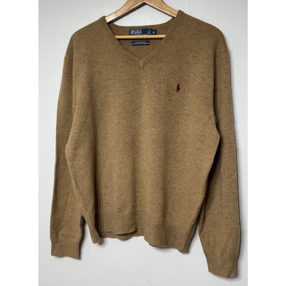 Polo Ralph Lauren Sweater Men's Size XL 100% Lambs Wool V-Neck Brown Pull-over - Picture 3 of 9